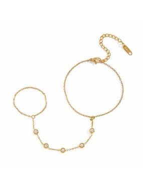 18K Gold Plated Cubic Zirconia Hand Chain